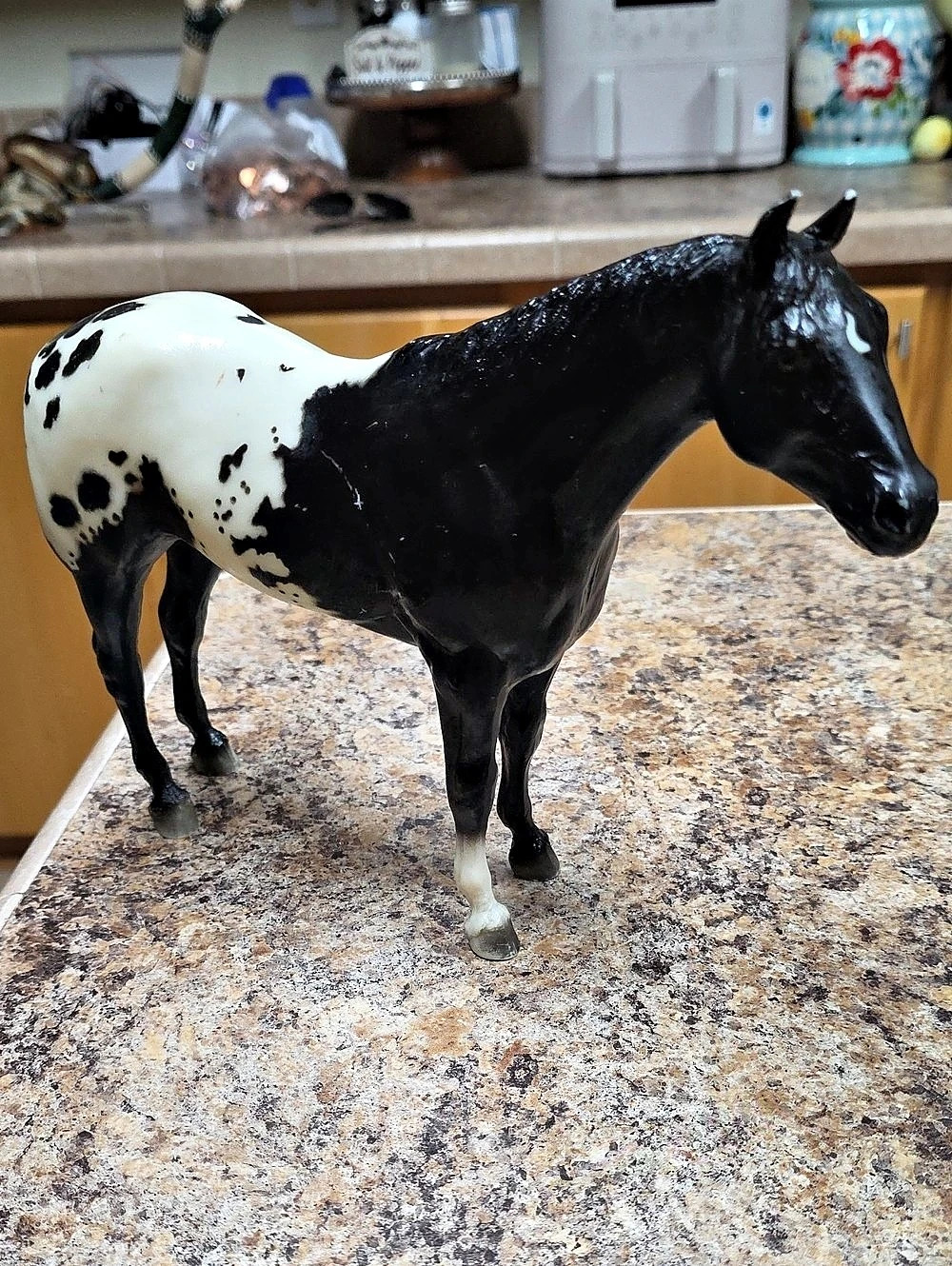 Vintage 80s Breyer Stud Spider Appaloosa Stallion Figurine Black & White